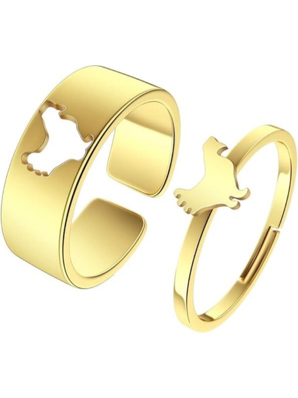 Chicken-g 2Pcs Matching Cute Animals Promise Engagement Ring